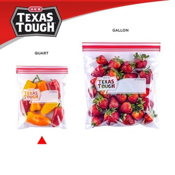H-E-B Texas Tough Double Zipper Quart Storage Bags, 50 ct