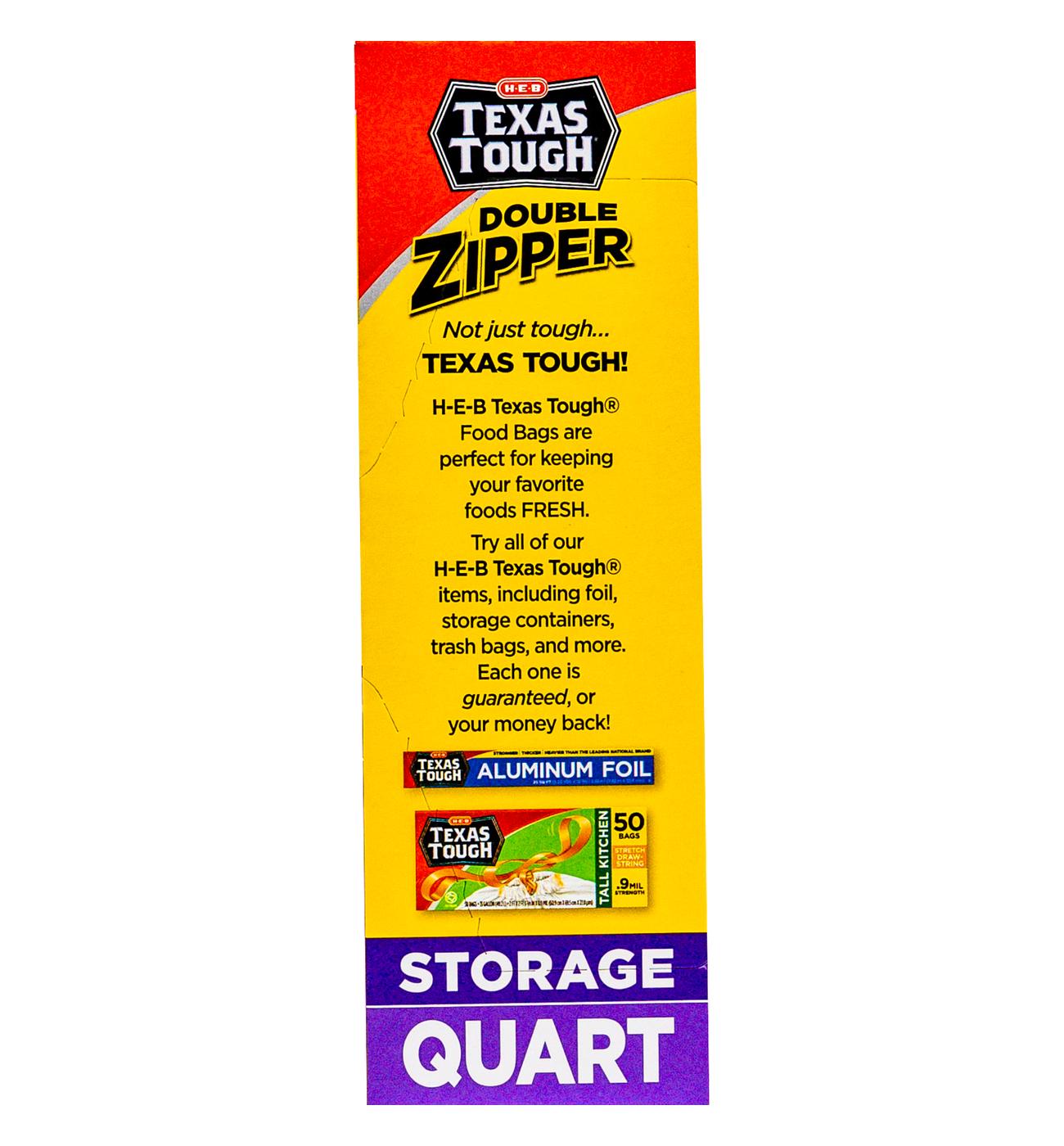 H-E-B Texas Tough Double Zipper Quart Storage Bags; image 5 of 6