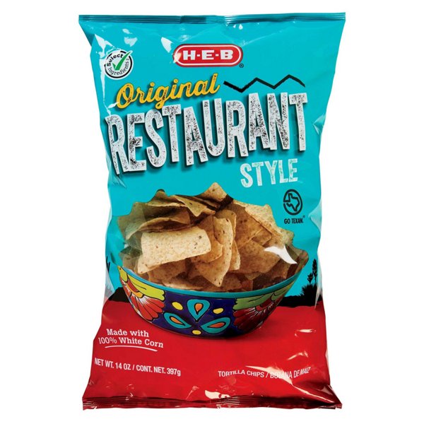 H-E-B Original Restaurant-Style White Corn Tortilla Chips, 14 oz