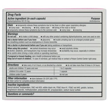 H-E-B Allergy Relief Diphenhydramine Antihistamine Capsules – 25 mg, 24 ct