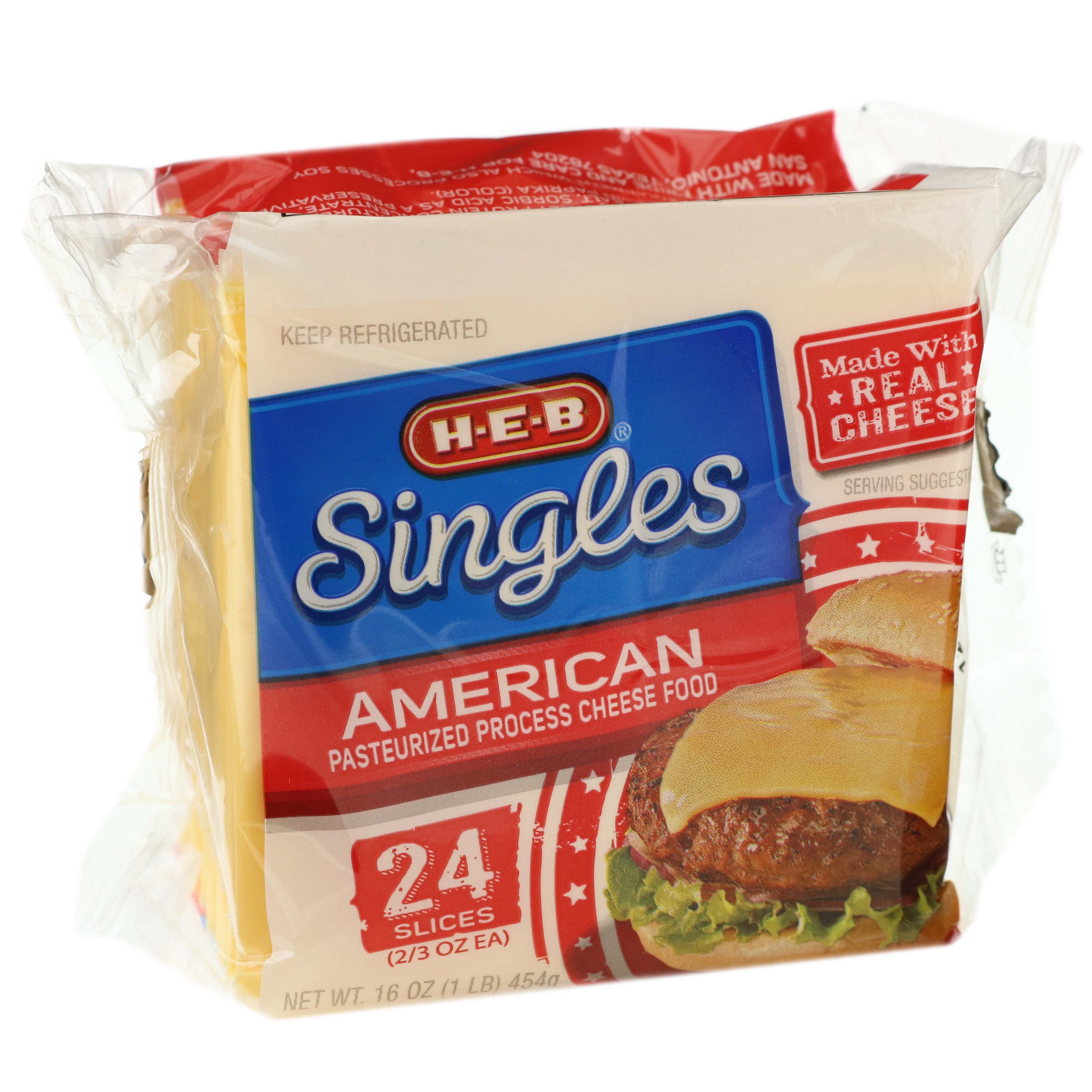 HEB Singles American Sliced Cheese, 24 ct Shop Cheese at HEB