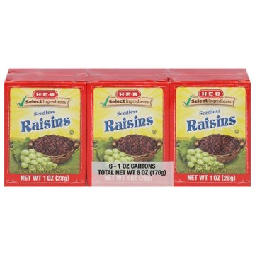 H-E-B California Sweet Raisins, 6 ct