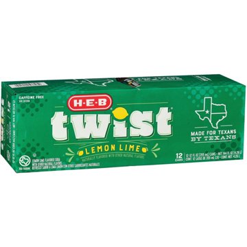 H-E-B Twist Lemon Lime Soda 12 pk Cans, 12 oz