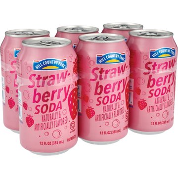 Hill Country Fare Strawberry Soda 6 pk Cans, 12 oz