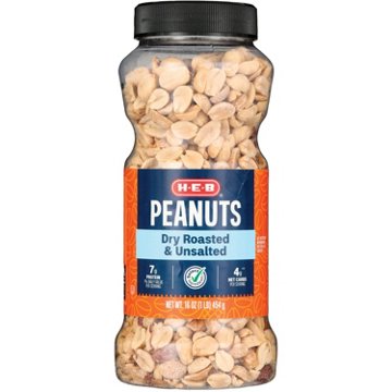 H-E-B Unsalted Dry Roasted Peanuts, 16 oz