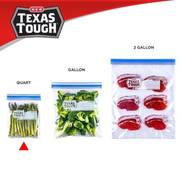 H-E-B Texas Tough Double Zipper Quart Freezer Bags, 40 ct