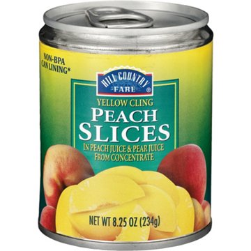 Hill Country Fare Sliced Yellow Cling Peaches, 8.25 oz