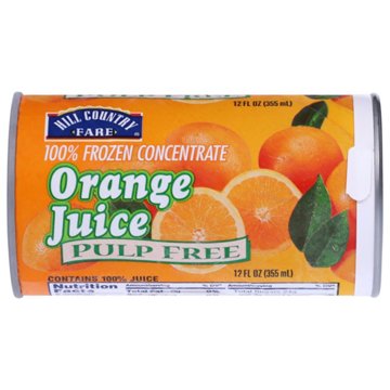 Hill Country Fare Frozen 100% Orange Juice - No Pulp, 12 oz
