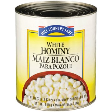Hill Country Fare White Hominy, 108 oz