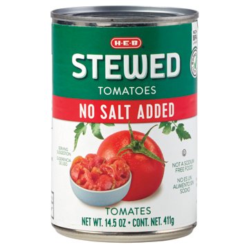 H-E-B No Salt Added Stewed Tomatoes, 14.5 oz