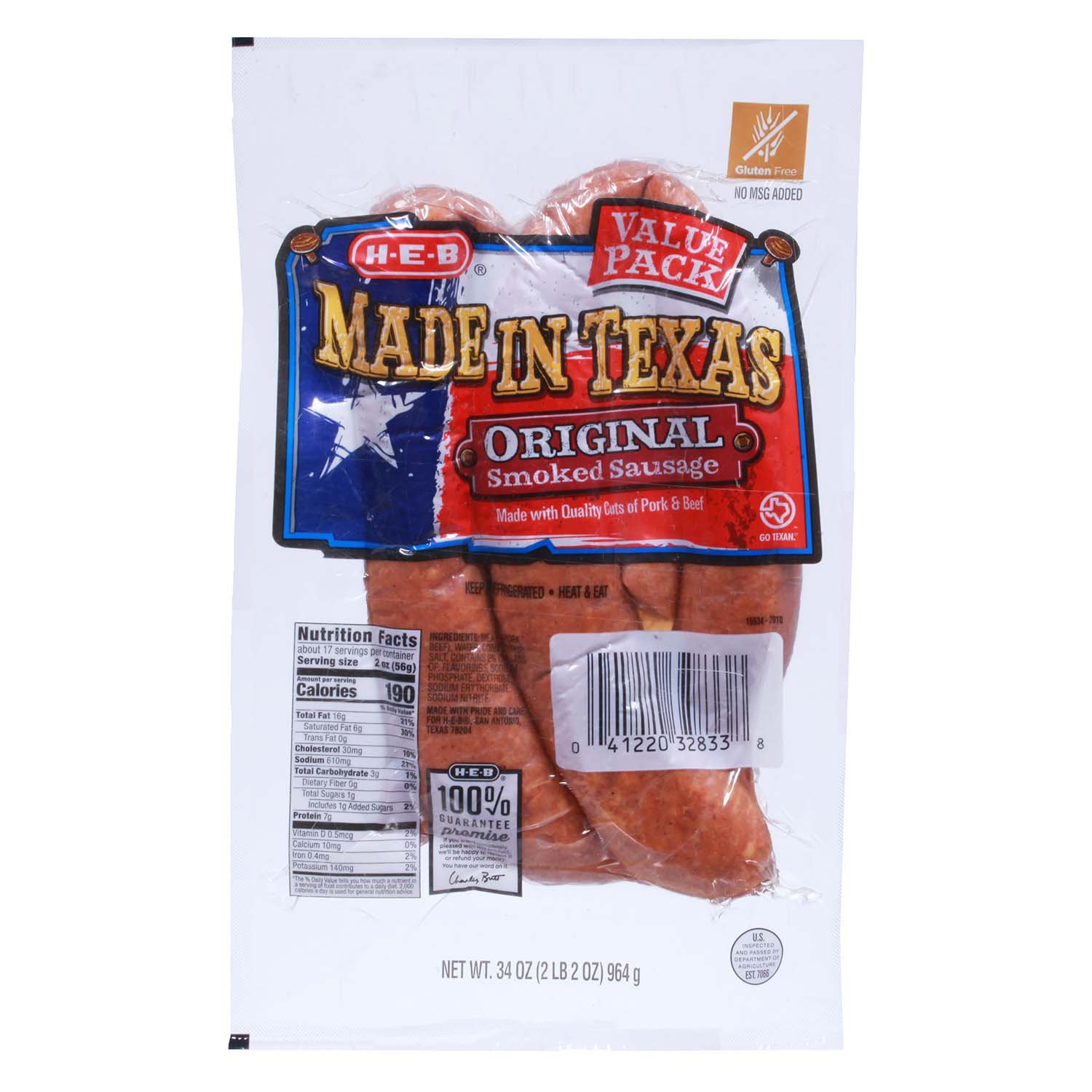 HEB Made In Texas Original Smoked Sausage Value Pack Shop Meat at HEB