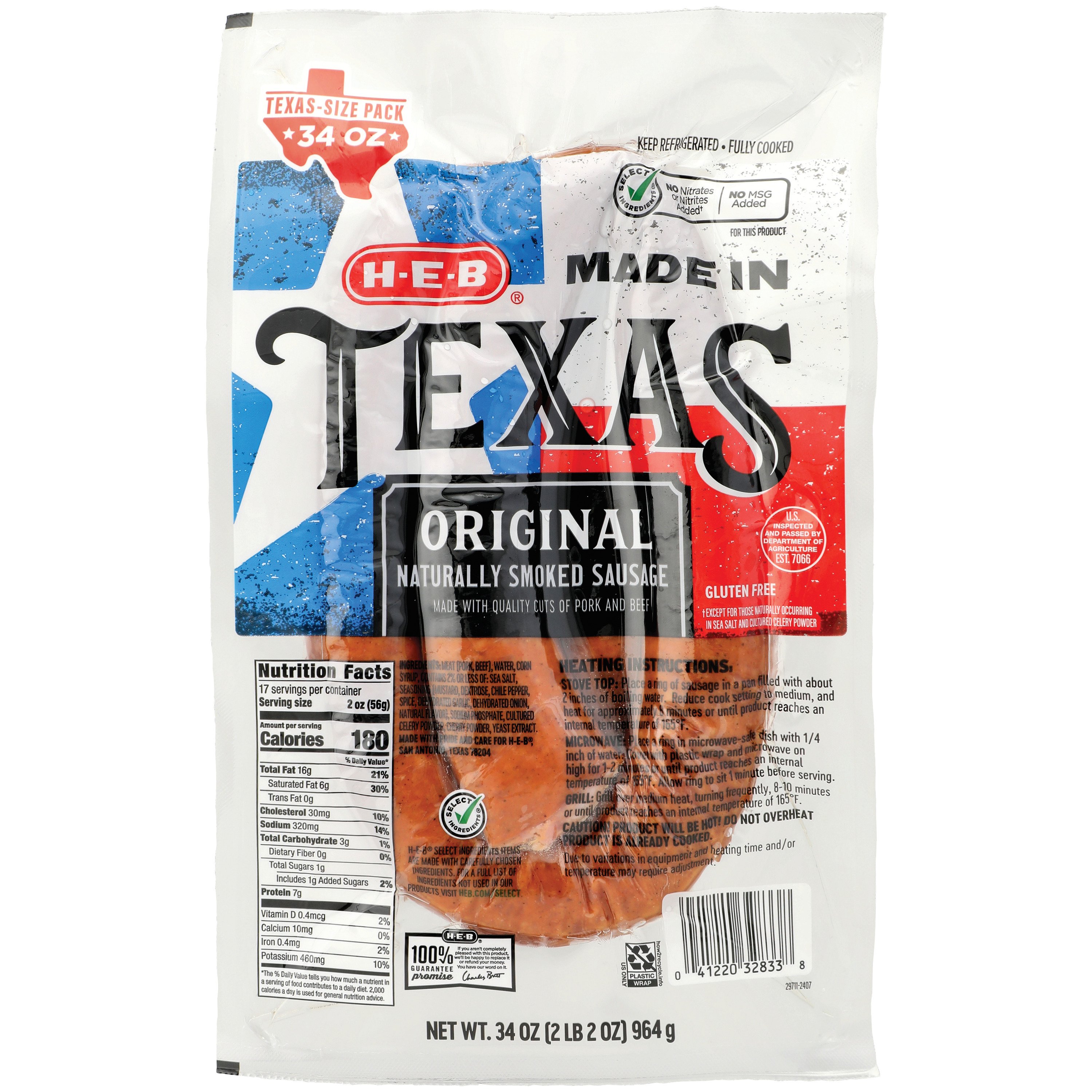 H E B Made In Texas Smoked Sausage Original Value Pack Shop