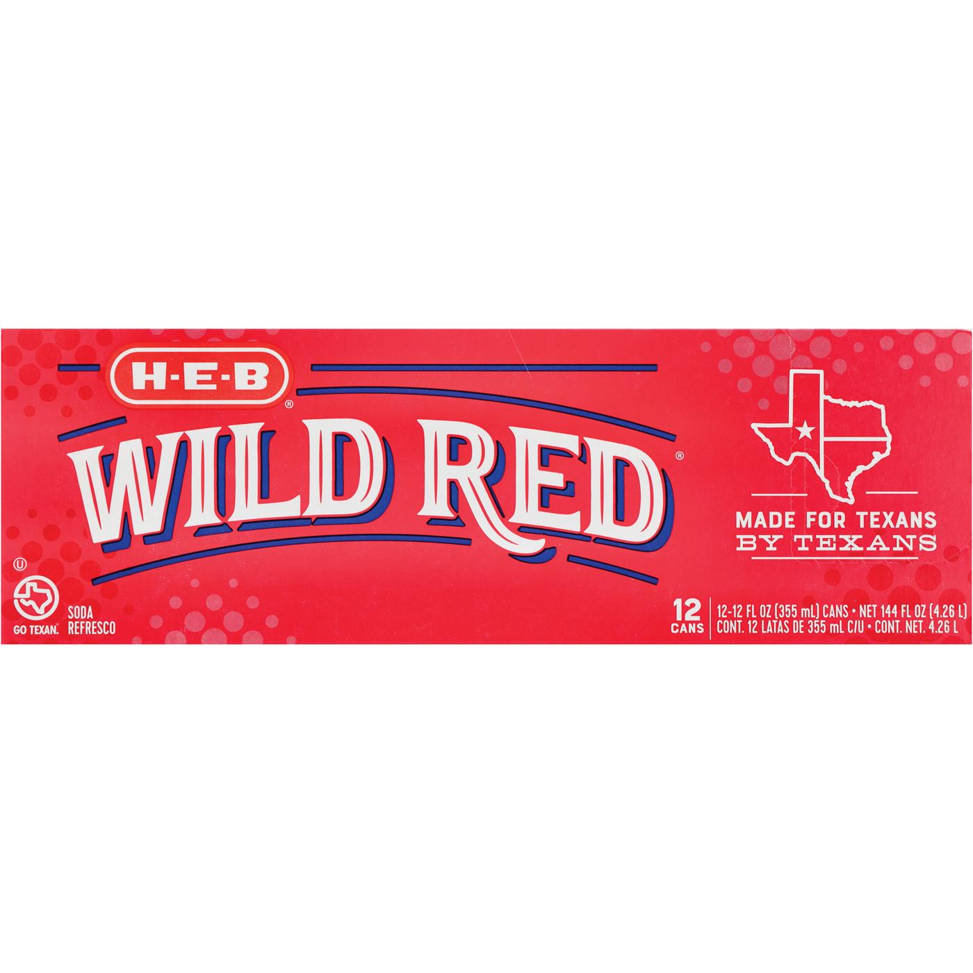 H-E-B Wild Red Soda 12 pk Cans; image 1 of 2