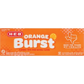H-E-B Orange Burst Soda 12 pk Cans, 12 oz