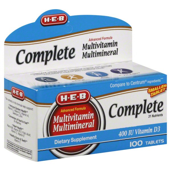 H-E-B Complete Advance Formula Multivitamin & Multimineral Tablets ...