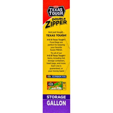 H-E-B Texas Tough Double Zipper Gallon Storage Bags, 40 ct