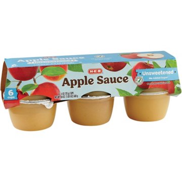 H-E-B Unsweetened Applesauce Cups, 6 ct