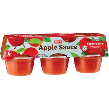 H-E-B Strawberry Applesauce Cups, 6 ct