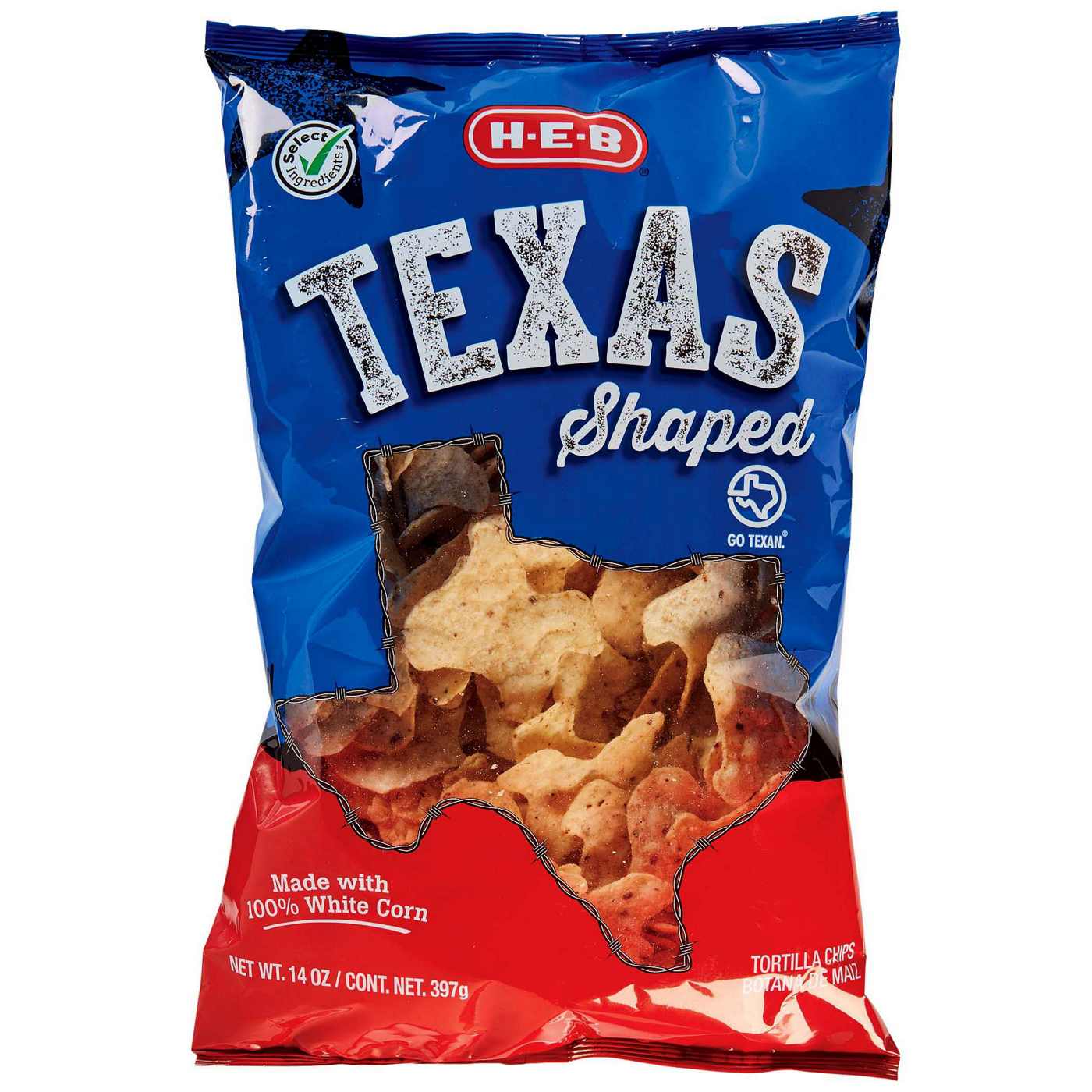 H-E-B Texas-Shaped White Corn Tortilla Chips; image 1 of 2