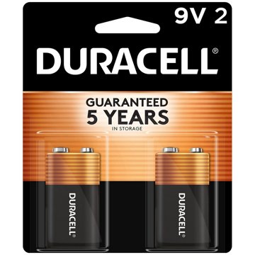 Duracell Coppertop 9V Alkaline Batteries, 2 pk