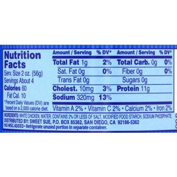 Sweet Sue 98% Fat Free Premium Chunk White Chicken in Water, 10 oz