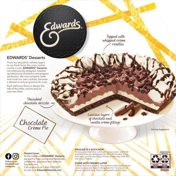 Edwards Premium Desserts Frozen Whole Chocolate Crème Pie, 25.5 oz