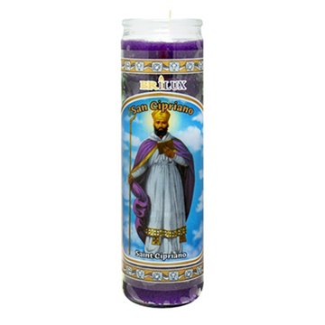 Brilux Saint Cipriano Religious Candle - Purple Wax, 8"