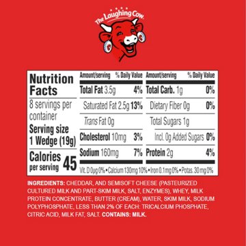 The Laughing Cow Spreadable Cheese Wedges - Creamy Original, 8ct, 5.4 oz