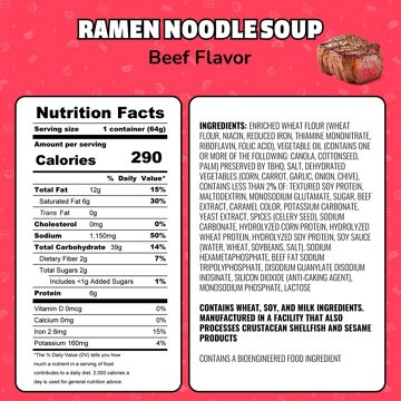Maruchan Instant Lunch Ramen Noodle Soup Cups - Beef Flavor, 12 ct