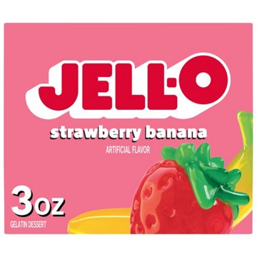 Jell-O Strawberry Banana Gelatin Dessert Mix, 3 oz