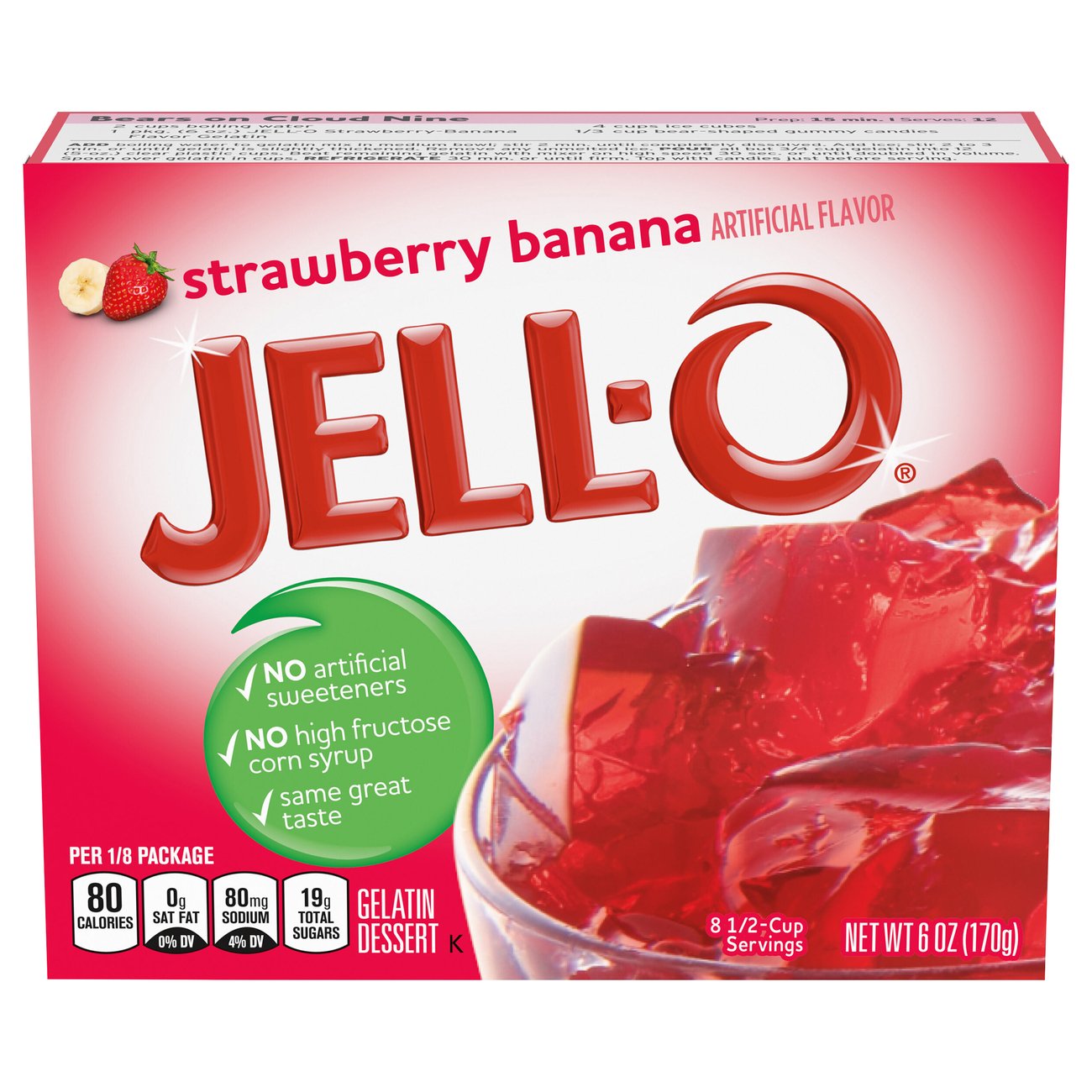 JellO Strawberry Banana Gelatin Dessert Mix Shop Pudding & Gelatin