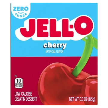 Jell-O Zero Sugar Cherry Gelatin Dessert Mix, 0.3 oz