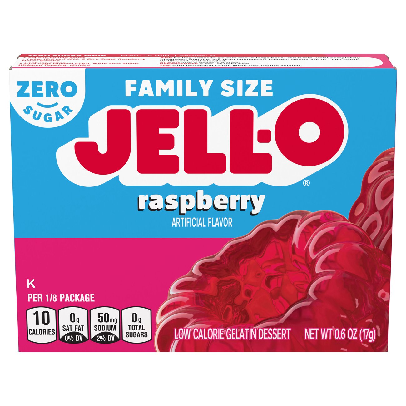 Jell O Zero Sugar Raspberry Gelatin Dessert Mix Shop Pudding And Gelatin Mix At H E B 