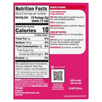 Jell-O Sugar Free Raspberry Instant Gelatin Mix, 0.6 oz