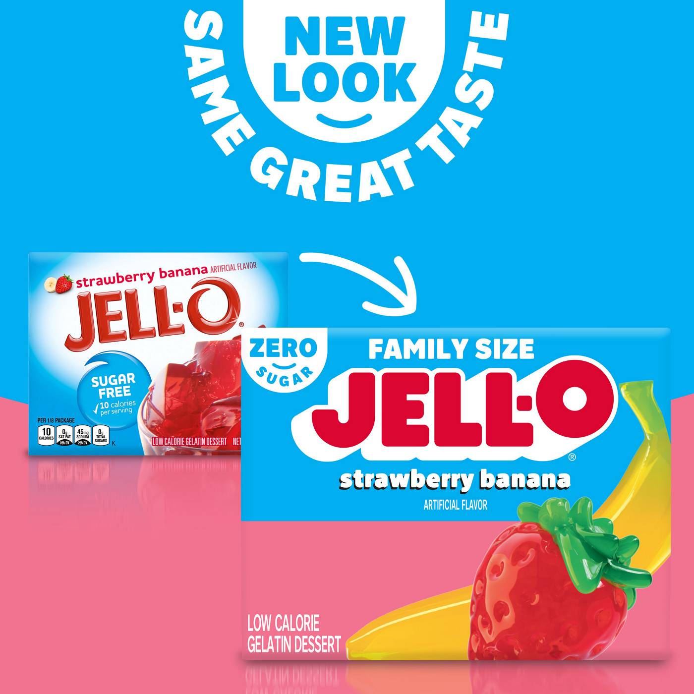 JellO Zero Sugar Strawberry Banana Gelatin Dessert Mix Shop Pudding