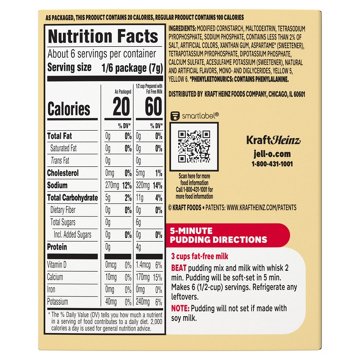 Jell-O Sugar Free Vanilla Instant Pudding Mix, 1.5 oz