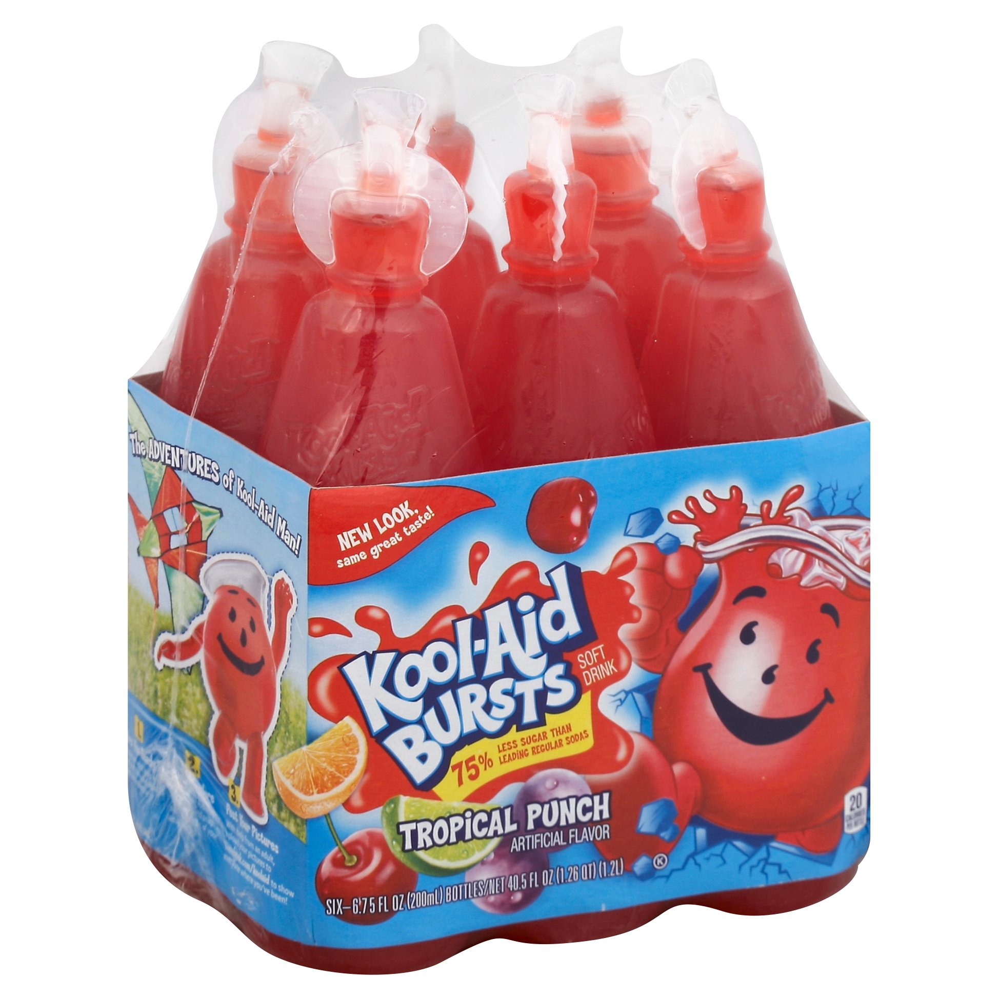 Kool Aid Bursts Tropical Punch Soft Drink 6 75 Oz Bottles Shop Juice At H E B