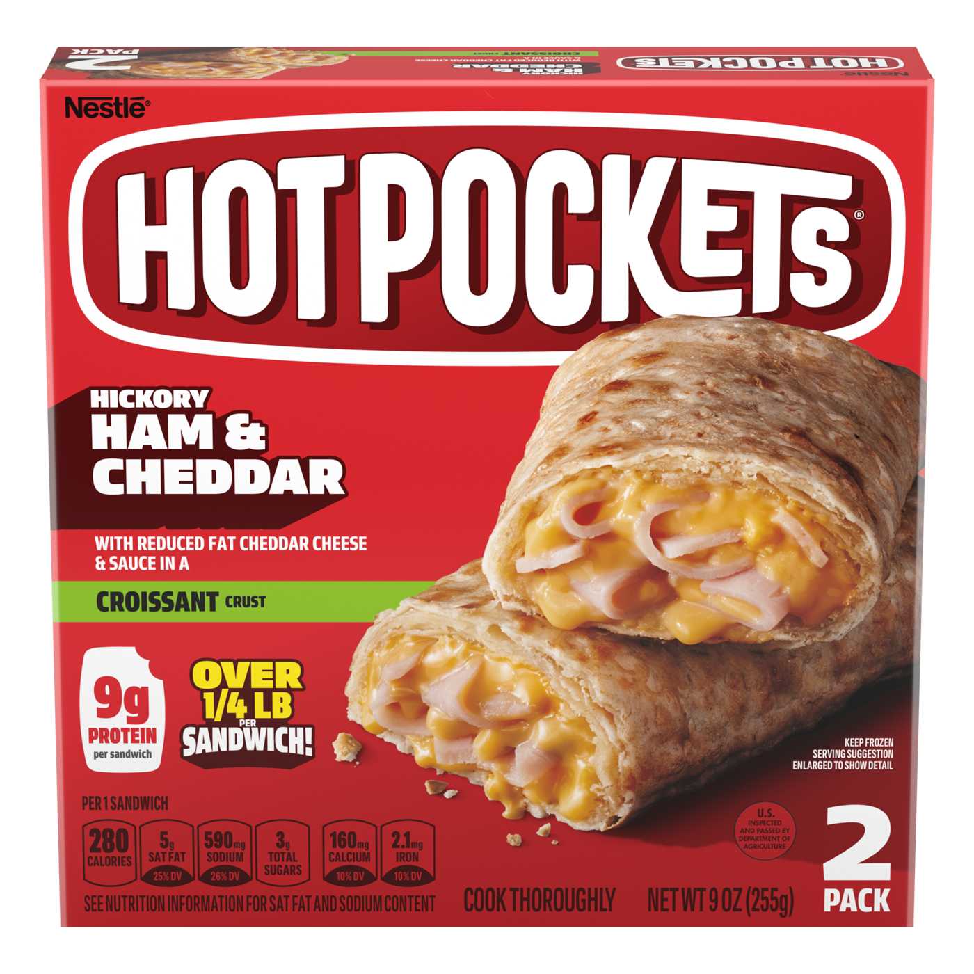 Hot Pockets Hickory Ham & Cheddar Frozen Sandwiches - Croissant Crust; image 1 of 9