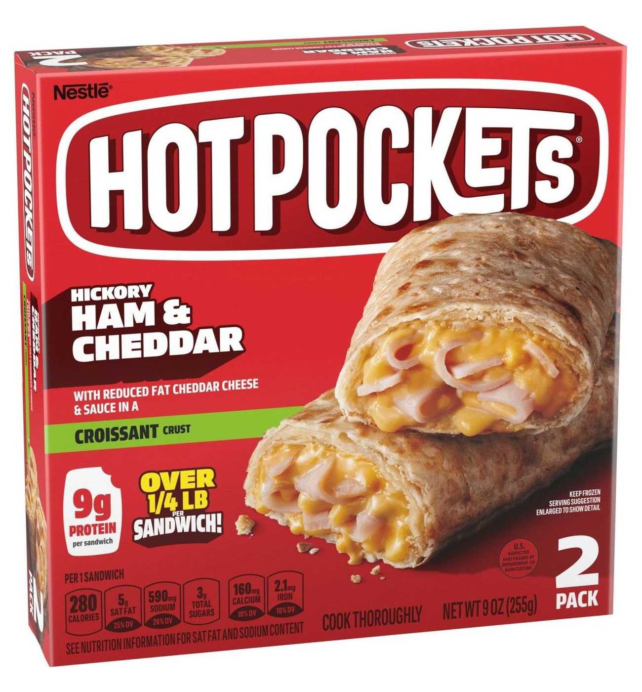 Hot Pockets Hickory Ham & Cheddar Frozen Sandwiches - Croissant Crust; image 9 of 9