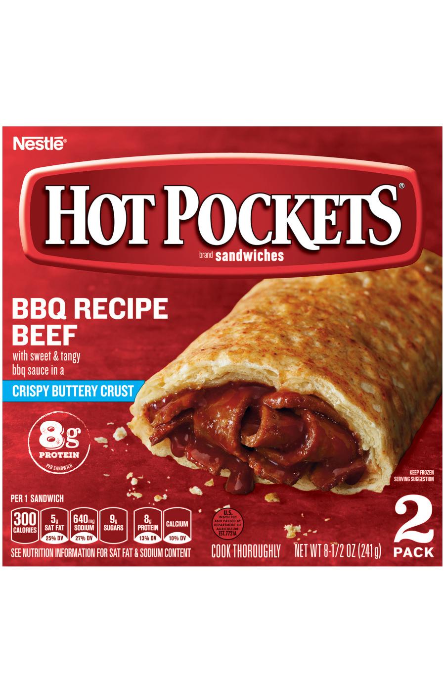 Hot Pockets BBQ Recipe Beef Crispy Buttery Crust Frozen Sandwiches; image 1 of 5