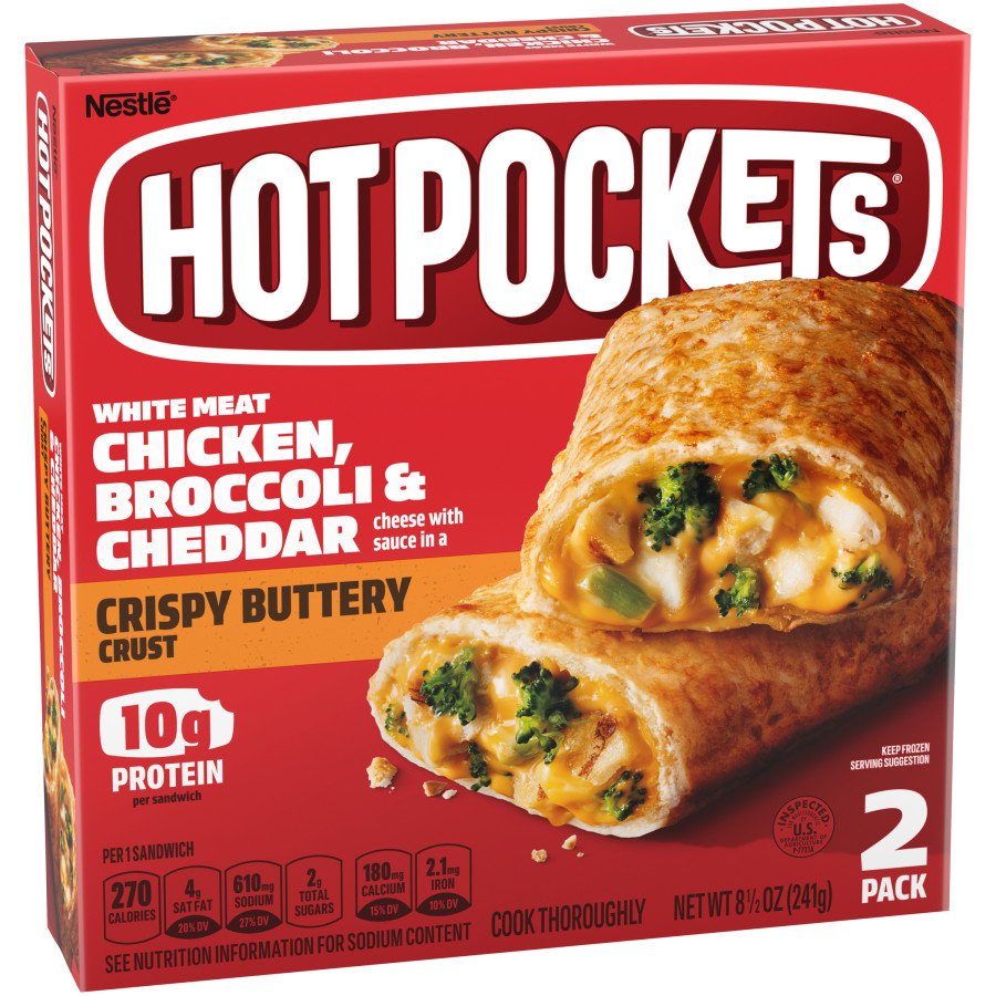 Hot Pockets Chicken Broccoli Cheddar Crispy Buttery Crust Frozen Snacks Shop Entrees Sides At H E B