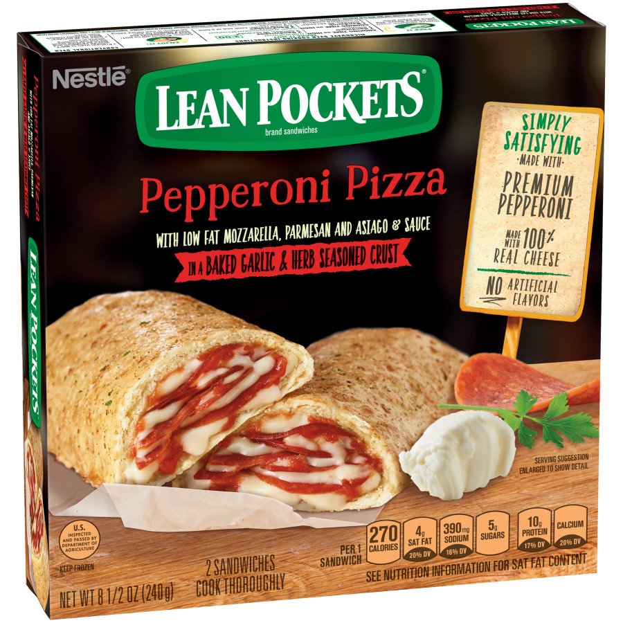 Lean Pockets Reduced Fat Pepperoni Pizza With Garlic Buttery Seasoned ...