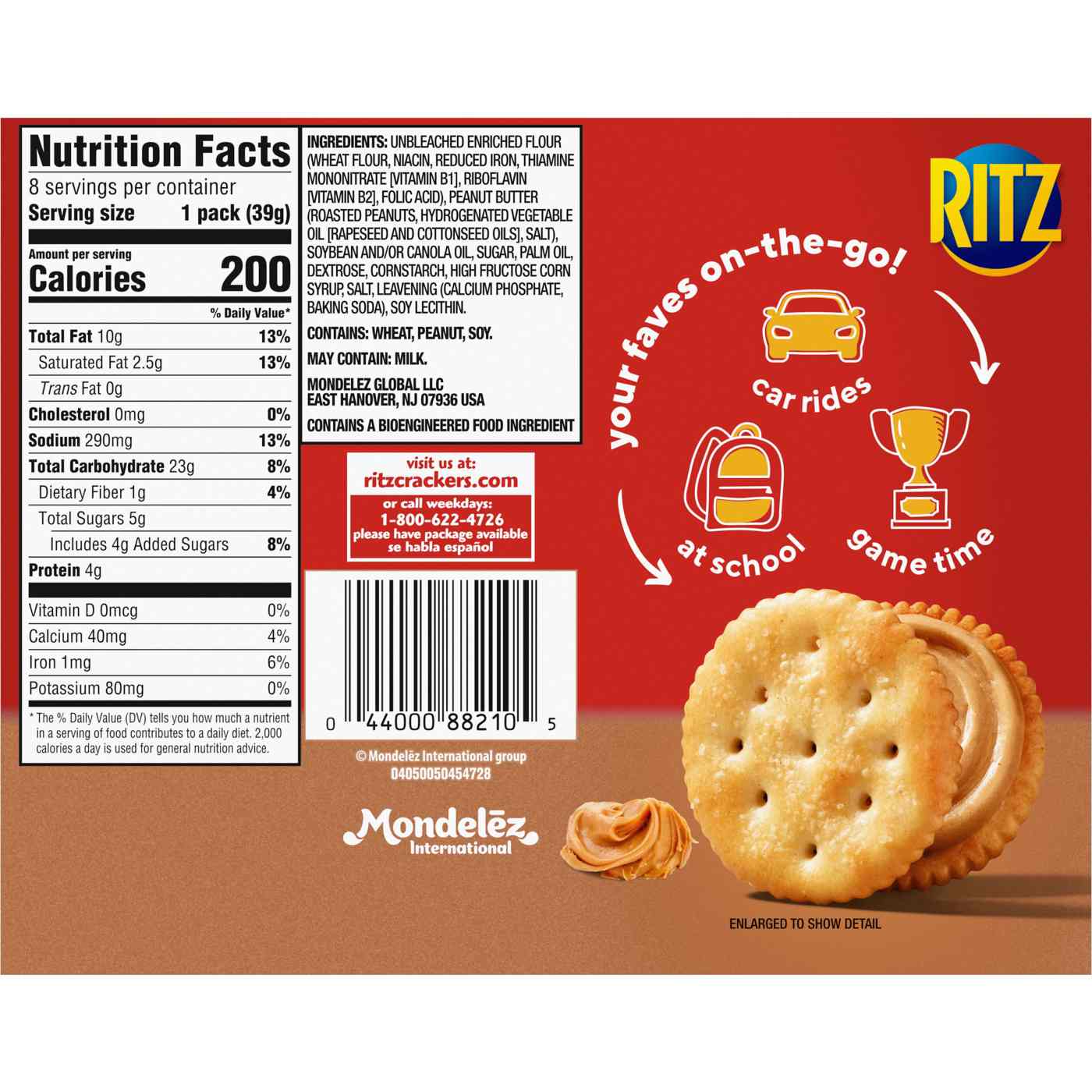 Ritz Peanut Butter Sandwich Crackers Snack Packs; image 2 of 10