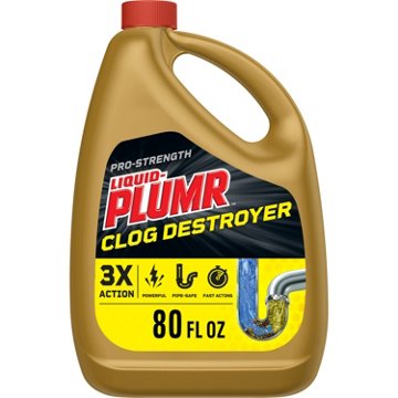 Liquid-Plumr Pro-Strength Clog Destroyer Gel with PipeGuard - Liquid Drain Cleaner, 80 oz