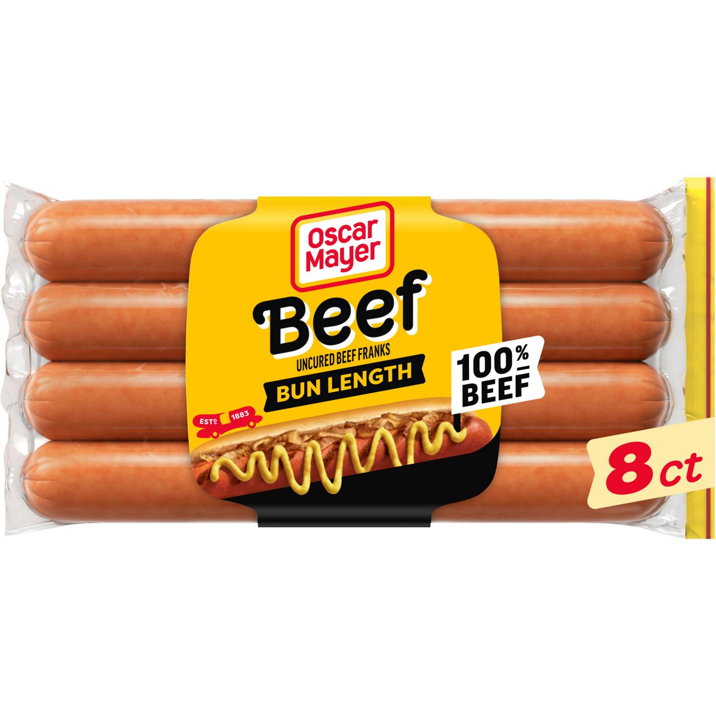 Oscar Mayer Bun Length Uncured Beef Franks Hot Dogs; image 1 of 7