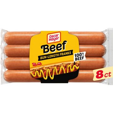 Oscar Mayer Bun-Length Beef Hot Dogs, 8 ct