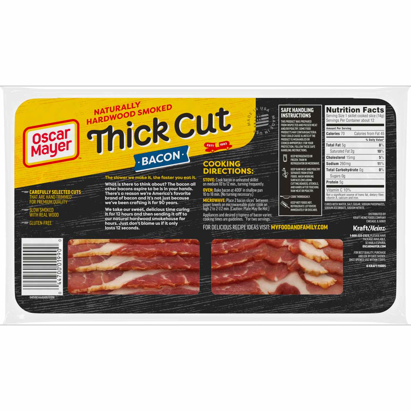 Oscar Mayer Hardwood Smoked Thick Cut Bacon; image 3 of 4