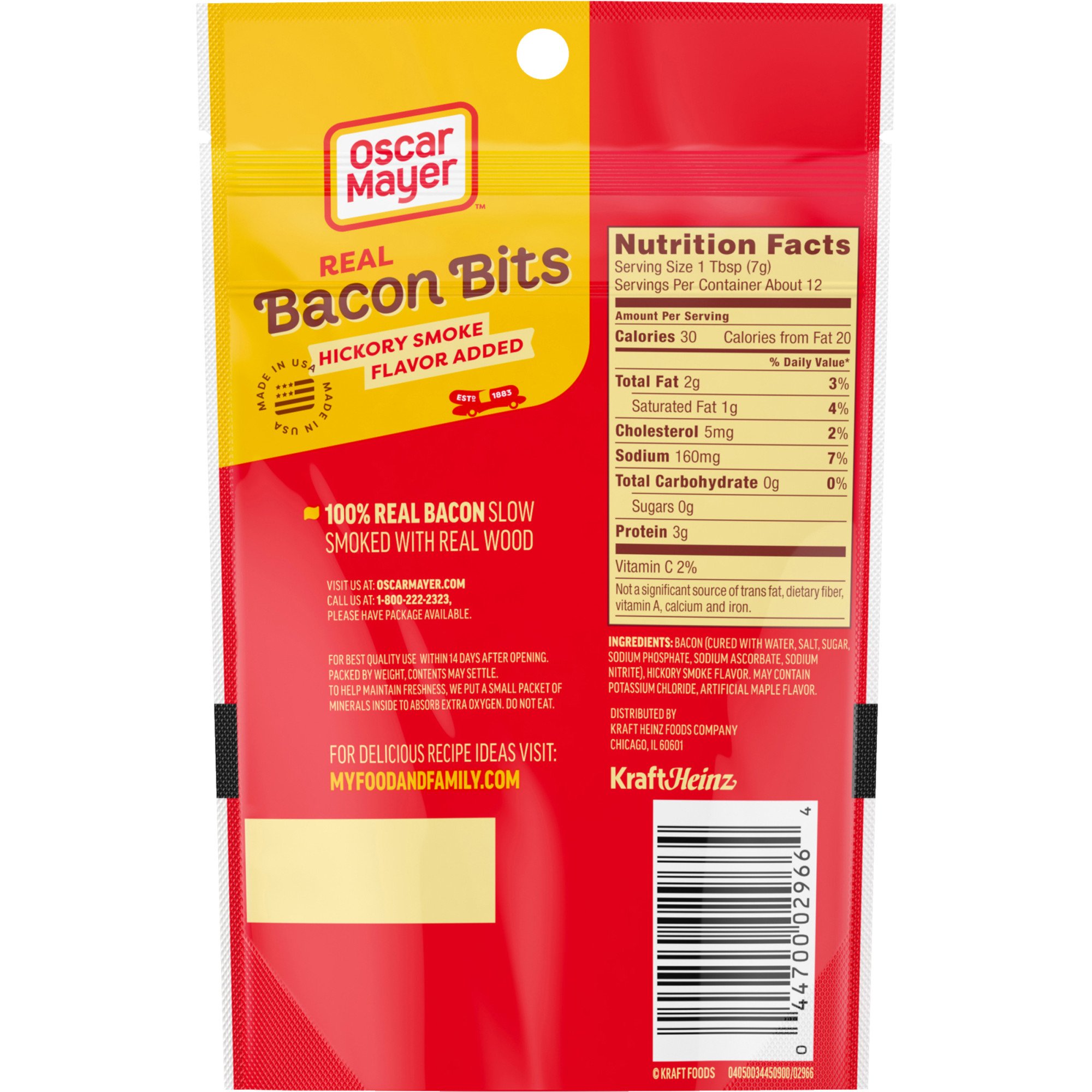 Oscar Mayer Turkey Bacon Bits 4 oz Allergy and Ingredient Information