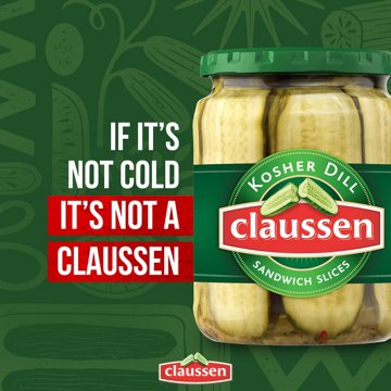 Claussen Kosher Dill Pickle Sandwich Slices, 20 oz