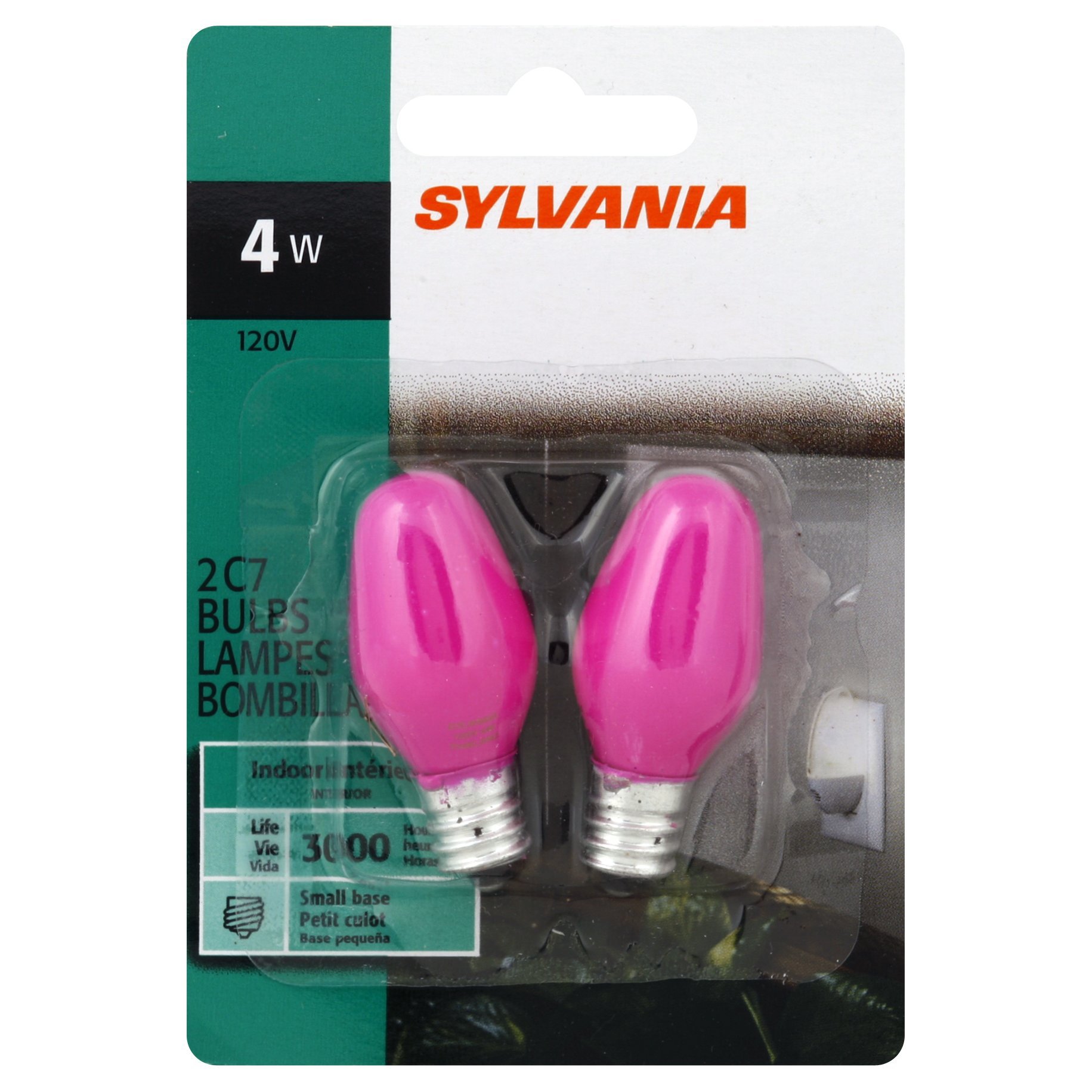 Sylvania C7 4Watt Small Base Indoor Light Bulbs Pink Shop Light